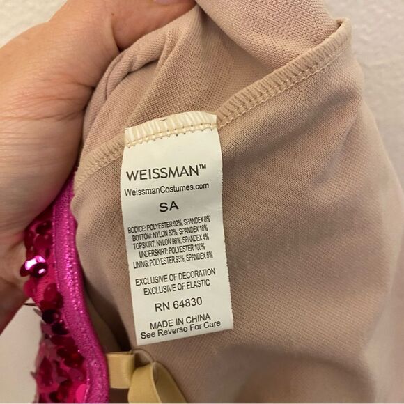 WEISSMAN Dance Costume hot pink sequin one sleeve CALL ME MAYBE 9243 SA adult - Picture 10 of 13